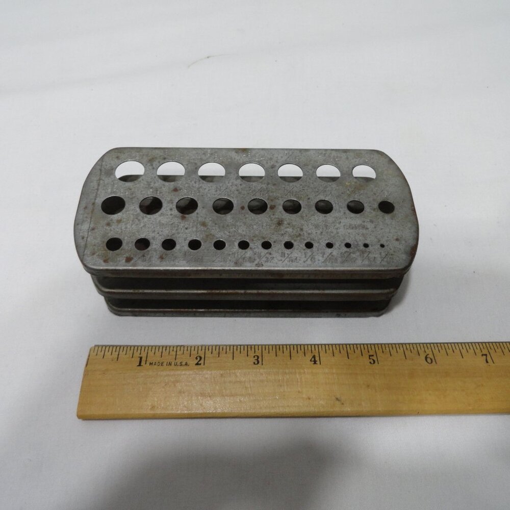 Vintage, RADNOR, Drill Bit Index, Holder, Metal, Made in USA, 1/16 - 1/2